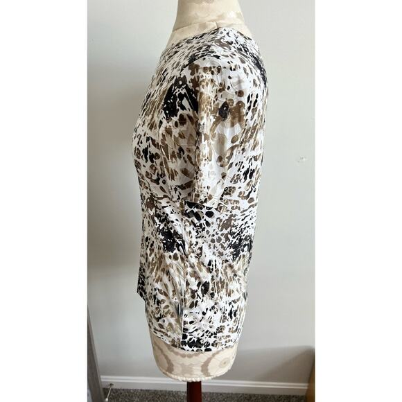 JM Collection Animal Print Short Sleeve Top Petite Small - Picture 3 of 6